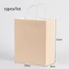Present Wrap 10st Kraft Paper Bags Blue/Pink Pastel Candy Rainbow Party Decor Baby Shower Wedding Packaging Gift LL