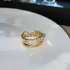 Bandringen luxe zirkon dubbele student openingsringen voor vrouw 2022 Nieuwe mode gotische vinger sieraden trouwfeest meisje sexy ring j230817