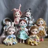 Куклы 16см голубые глаза Bjd Doll Lolita платье Bjd 13 совместная улыбка круглая лицо Toys Little Girl Full Set Pired на день рождения 230816