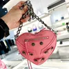 Hobo Genuine Leather Fashion Heart Shaped Chain Bag Women Small Tote Handbags Luxury Design Purses Female Crossbody Bag With HKD230817