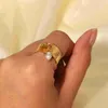 Anneaux de bande Mode minimaliste 18K Bijoux à bague ouverte plaquée Gol