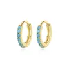 Hoop Earrings Fashion Zircon For Women Round Turquoise Ear High Quality Brass Elegant INS Jewelry Gifts Daily