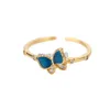 Bandringen schattige zirkoon vlinder hanger open ringen voor vrouwen blauwe insecten charme verstelbare vingerring vintage Boemische bruiloft sieraden J230817