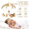 1Set Ins Baby Bett Glocke Mond Form Holzhalter Stern Mondbett Hängende Windspielzeug Krippen Dekoration Geburtsgeschenk HKD230817