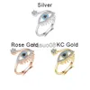 Bandringar Fashion Gold-Color Open Copper Ring for Women Classical Eye Shaped Rhinestone Ring Smyckesgåva för flickvänner J230817