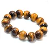 Strand 10 mm 16mm Tiger Augen Steinarmband Naturaler Kristallschmuck für Männer Frauen Yoga Heilungs Buddhismus Rosenkranzperlen