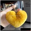 Kechankains Lonyards lapin Coeur Forme Soft Lovely Gold Metal Key Chains Pom Pom en peluche Course de la voiture