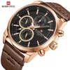 Other Watches Mens NAVIFORCE Military Sport Original Leather Quartz Clock Waterproof with 3 Small Dials Wristwatches Relogio Masculino 230816