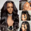 Бразильские волосы черные выделения WIG WIG WAVY 13x4 Кружевные парики с передним парик