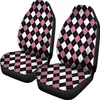 Car Seat Covers Argyle Print In Pink Black And White Pattern Or SUV Universal Fit Front Bucket Protectors