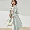 Women's Trench Coats Windbreaker Female Mid-length 2023 Spring Autumn Casual Satin Acetate Lace-up Epaulettes Temperament Khaki