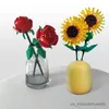 Блоки романтический букет строительный блок цветок B Diy Flowers Toys Plant Sunflower Rose Flower Model B Детский набор игрушек подарки R230817