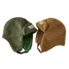 Trapper hattar fs vinter ryska hattar för kvinnor män grön lamm ull mössa cap mode örat skyddande bombplan hatt förtjockade flygmössor 230817