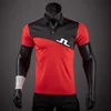 Golf T-shirts J Lindeberg Golf Fashion Men's Polo Shirt Kort ärm Summer Randig Patchwork Print Casual Breattable Men's T-shirt Men 230816