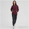 Yoga-Outfit Sport Fitness Hoodies Lu-123 Frauen Herbst Winter Fleece Fleece Kapuzen-Sweatshirt Solid Fitnessstudio Outwear warmes Schweiß Femme Jacke Drop d Dhhhq