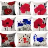 Pillow Case 45x45cm New Vintage Watercolor Oil Painting Red Flower Polyester Print Cover Cushion Cover Home Sofa Interior Decoration HKD230817