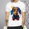 남자 T 셔츠 Dachshund Teckel 귀여운 개 Tshirt 프린팅 셔츠 남성용 패션 티셔츠 남성 캐주얼 탑 짧은 슬리브