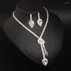 Necklace Earrings Set Korean Wedding Dress Earring Super Immortal Love Big Water Drop Gem Two Piece Women's Accessories