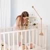 Baby Rattle Toy Wood Bed Bell Bracket Hanging Bracket Toys Hanger Baby Crib Bell Wood Toy Holder ARM BRACKET HKD230817