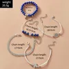 Strand 5pcs Korean Blue Bracelet Combination Set Good Luck Four-leaf Clover Jewelry Adjustable Lady Snowflake Accessories