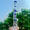 Bongue de vidro de cachimbo de vidro "Azul estragado Speranza" Double Tree Perc Dome Percolator Two Style Water Bongs Big Dab Rigs 19 "