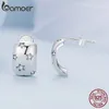 Charm 925 Sterling Silver Half Circle Star Stud Earrings Platinum Plated Zircon For Women Fine Jewelry BSE884 230816