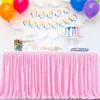 Saia de mesa plissada para retângulo 9 pés babado de pano de pano de pano Banquete de festa de aniversário de chá de bebê