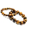 Strand 10 mm 16mm Tiger Augen Steinarmband Naturaler Kristallschmuck für Männer Frauen Yoga Heilungs Buddhismus Rosenkranzperlen