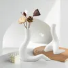 Vases Nordic Ceramic Vase Creative Flower Arrangement Dried Art Home Decor Figurines Inserts Handicrafts Desk Decoration