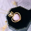 Naszyjniki wiszące romantyczny słodki różowy kolor agat naszyjnik piękno s925 srebrny 18-karatowy złoto dla kobiet dziewczyna vintage urodziny