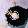 Collane a ciondolo romantico dolce rosa color agata collana di bellezza s925 argento 18k oro placcata per femmina ragazza vintage vintage compleanno