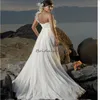 Abito da sposa sexy a una spalla da spiaggia con fiori eleganti chiffon bianchi boho country abito da sposa civile corsetto semplice incinta Vestidos de novi hippie abiti mariee