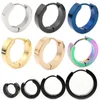 Hoop Earrings WKOUD 2pc Punk Women Men Small Huggie Gold Color Black Blue Stainless Steel Round Smooth Circle Jewelry