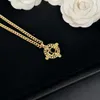 Pendant Necklaces Luxury Designer Brand Double Letter Pendant Necklaces Chain 18K Gold Plated Copper Crystal Rhinestone Sweater Newklace for Women Wedding Jew