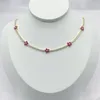 Hangende kettingen 3 stcs/lot sieraden steentjes tennisketens dames kleur kubiek zirkoon kleine bloem ketting