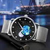 Wristwatches Sdotter UTHAI CQ146 Earth Starry Oil Painting Dial Quartz Watch Men's Waterproof Steel Belt Fashion Watc