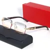 Деревянные прямоугольные солнцезащитные очки для модных очков для мужчин Женщины дизайнерские очки мужские безрадочные очки прозрачные линзы