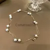 Collane a ciondolo a ciondolo retrò cravatta a catena a doppia clavicola di lusso per donne imitazione addominali perle perle girocollo oro color oro gioielli eleganti j230817