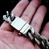 Link Bracelets Fashion Vintage Stainless Steel Carved Pattern Bracelet For Men Punk Hip Hop Personality Creative Jewelry Party Gifts