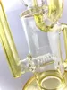 Tubi fumatori Silver Fumed Recycler Bong 16 pollici 14 mm Giunto singolo in linea Perc di alta qualità con ciotola di corno chiaro