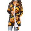 2023 Dessinger Shirts Damen Halloween Cardigan Print Schädel Beast Kürbismuster Digital bedrucktes langärmelige Pullover vielseitige Halloween -Themenjacke HBP