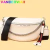 Hobo Fashion Small Cowhide Handbag 2022 Women Genuine Leather Shoulder Crossbody Bag Designer Purses Ladies Multifunctional Chest Bag HKD230817