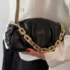 Hobo Clouds Bolsas placadas para mujeres Cadenas de oro gruesas Bolso de hombro de la axila