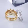 Bandringe Neue Produkt Mode und Luxus versammelten Ring Gold Silber Zwei-Farben Zwei in einem Finger-Set Frauen Schmuck Miniatur Zirkon J230817