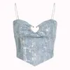 Tanques femininos Camisole Chic Chain Strap Crop Top Moda Print Backless Bandage