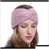 Headbands Jewelry Drop Delivery 2021 9 Color Winter Warmer Ear Knitted Headband Turban For Lady Women Cloghet Bow Wide Stretch Solid H Dhntm