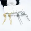 Серьги для цепочки очарования для женщин Винтаж 18K золотых с длинными завязанными кисточками