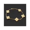 Charme pulseiras luxo designer link cadeia pulseira de quatro folhas cleef trevo mulheres moda 18k ouro jewlery para mulheres gota entrega je dhcwt