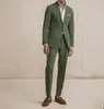 Garnitury męskie Suit 2 sztuki Blazer Spodnie Jedno piersi szczyt Lapel Business Dark Green Tuxedo Formal Wedding Groom Homme