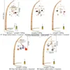 Деревянная детская кроватка, висящая погремучная мультфильм, медведь мягкая войлока, звездная луна, колокол Монтессори, образовательная игрушка, подарок новорожденного HKD230817